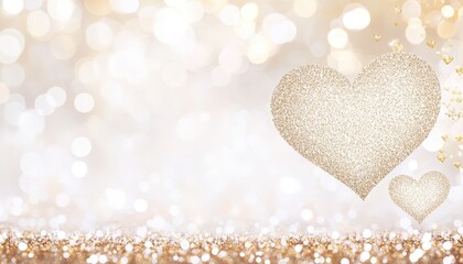 Obraz premium Golden Hearts Glitter Background Romantic Valentines Day Design