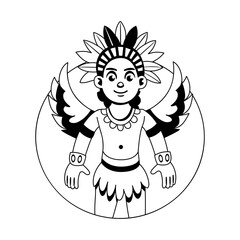 Fototapeta premium Traditional maya character illustration in glyph style 