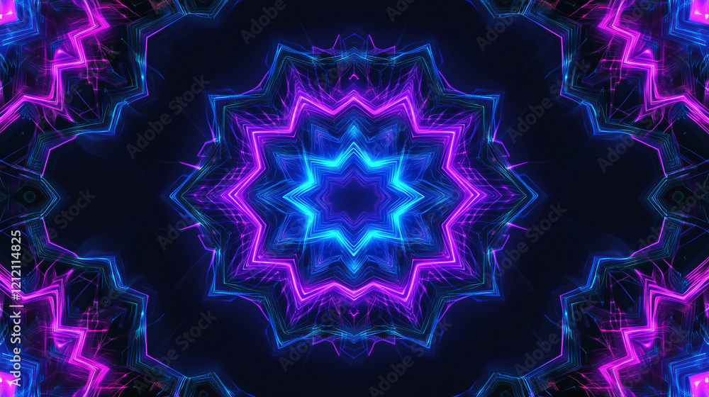 Poster a sleek digital texture with glowing neon lines forming an abstract circuit pattern, with copy space