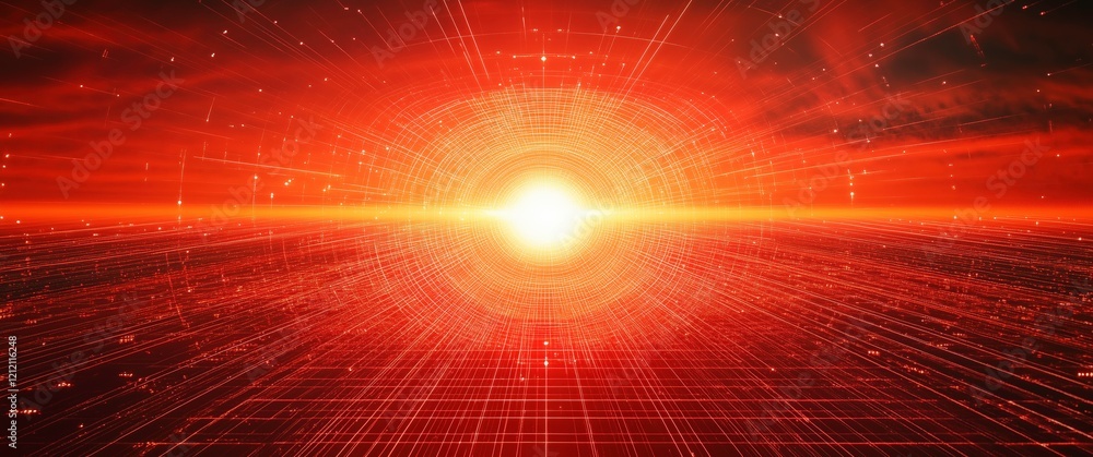Poster red energy burst: an abstract image depicting a powerful red energy burst, radiating light and energ