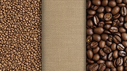 Fototapeta premium Coffee background textures emphasizing grains, beans, or burlap for tactile appeal.