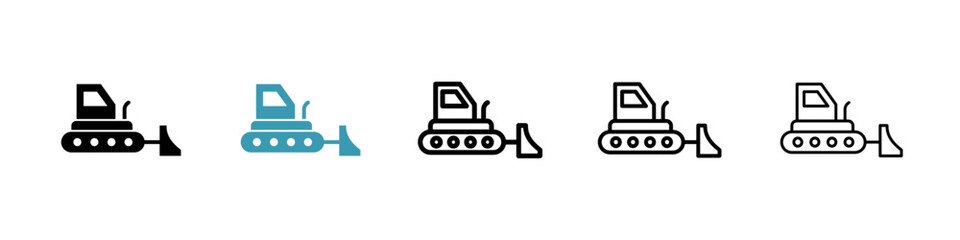 Bulldozer icons pack in black and blue colors