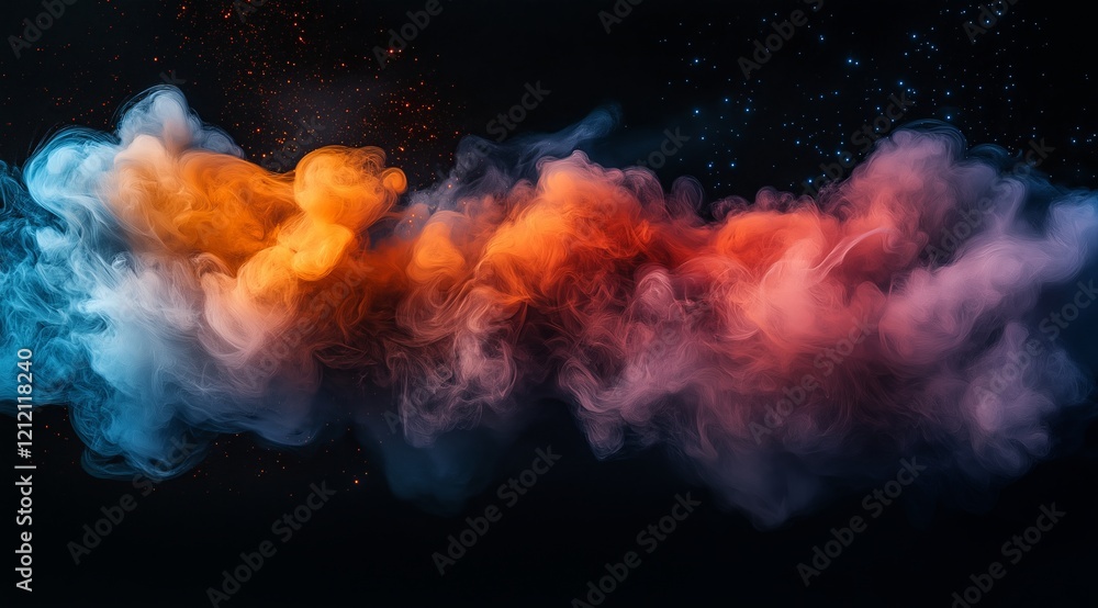 Poster an abstract background made of clouds of multi-colored smoke. universal background with colorful smo