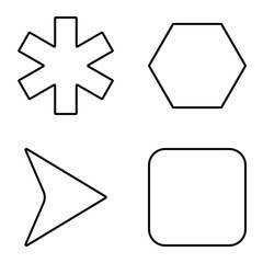 Simple Shapes Flat Icon Set Isolated On White Background