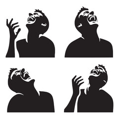 Perfectly designed man laughing silhouette digital art set - man laughing vector set - man laugh illustrations set - laugh silhouette set
