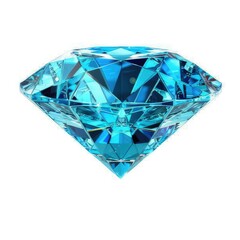 Fototapeta premium A sparkling blue diamond with intricate facets reflecting light. isolated on white background