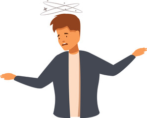 Young man feeling dizzy and losing balance, vertigo concept
