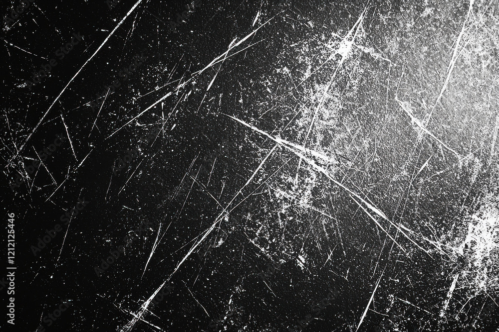 Poster intricate abstract grunge pattern with scratches and cracks against a dark black background in high 