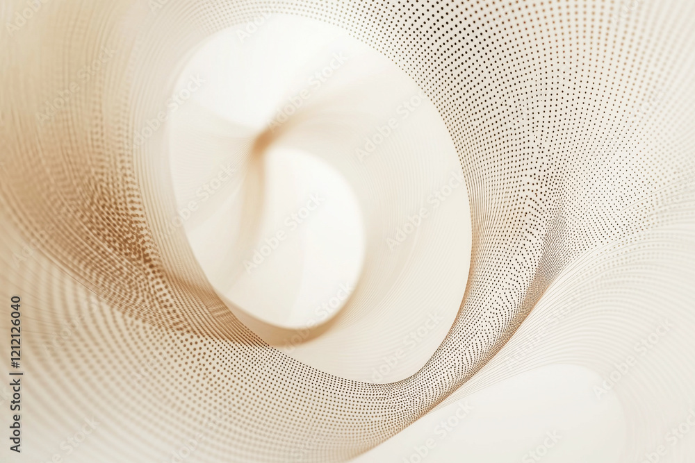 Poster intricate minimalist abstract pattern featuring circular lines and dots in soft beige tones with hig
