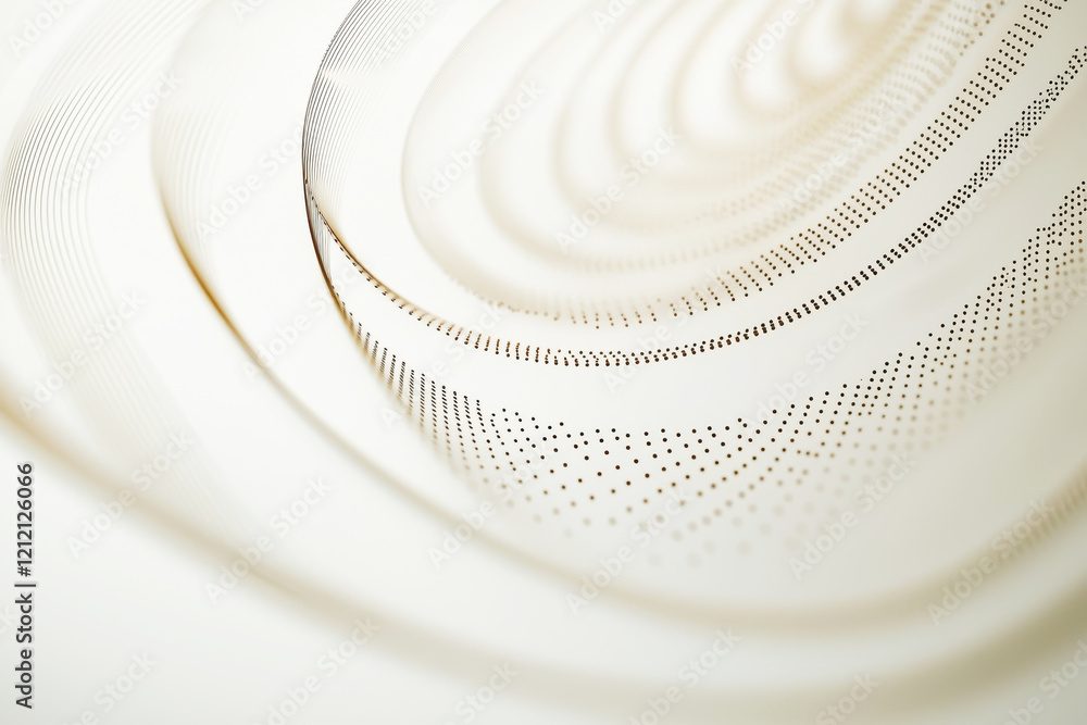 Poster intricate abstract minimalist pattern featuring soft beige circular lines and evenly spaced dots wit