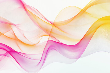 Naklejka premium Abstract pattern of flowing wave-like lines in gradient hues of pink, orange, and yellow on a soft white background