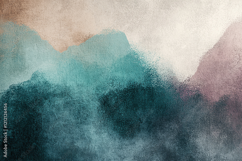 Aufkleber abstract pattern with soft gradients in muted teal, mauve, and ochre on light gray background showca
