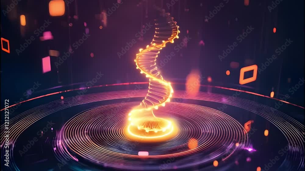 Poster a vibrant spiral of light emerges from a glowing circular base, creating an abstract visual of energ