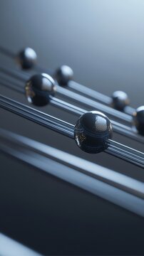 Sleek metallic spheres gracefully roll on parallel tracks. AI Generated