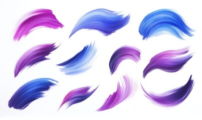 Blue and purple watercolor grunge stains and lines set, painted style