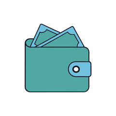 wallet with cash vector illustration
