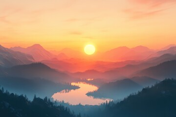 Obraz premium lake panorama with twilight sky