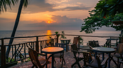 Fototapeta premium tropical sunset beach resort