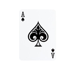 Ace of spades playing card isolated on transparent background. Png format