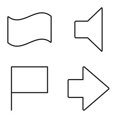 Simple Shapes Flat Icon Set Isolated On White Background