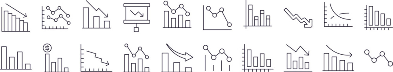 Progress Bar and Growth Diagram Outline Simple Linear Image Collection. Editable Stroke. Perfect for Web Sites, Books, Cards, Apps