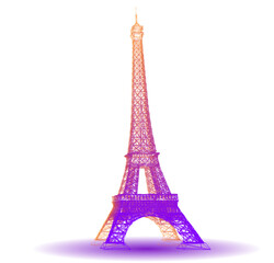 Wireframe Eiffel Tower with Blue Green Gradient Background Icon. Logo Design . Vector illustration.