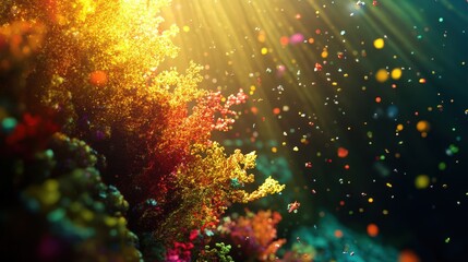 Fototapeta premium Vibrant Colorful Coral Reef Illuminated By Sunlight