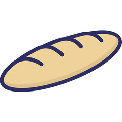 Baguette Vector Icon Set with Transparent Background