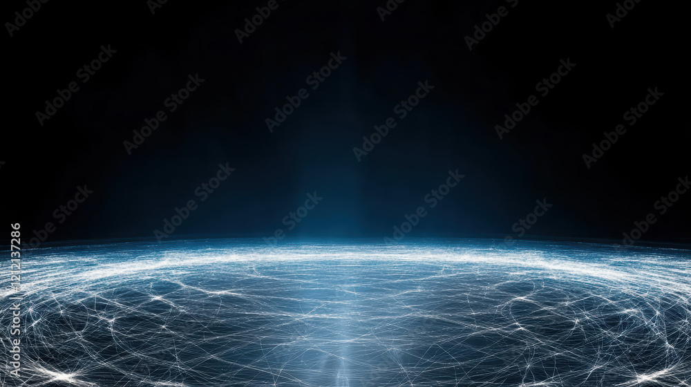 Poster glowing data network with futuristic technology and digital connections