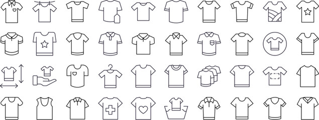 Pack of T Shirt Thin Icons. Editable Stroke. Perfect for Web Sites, Books, Cards, Apps