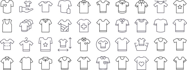 Bundle of T Shirt Thin Icons. Editable Stroke. Perfect for Web Sites, Books, Cards, Apps