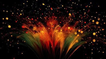 Obraz premium Abstract fiery explosion with gold and red sparks