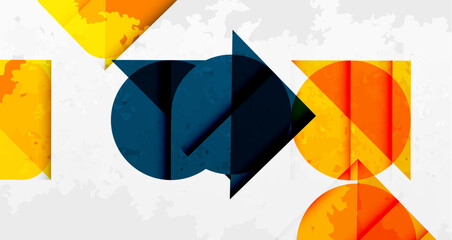 Squares, circles and triangles and grainy noisy texture. Vector Illustration For Wallpaper, Banner, Background, Card, Book Illustration, landing page