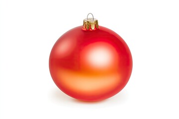 Bright red Christmas ornament with a glossy finish, isolated on a white background, ideal for holiday decorations