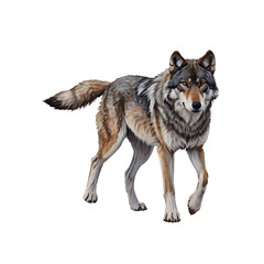 Majestic Gray Wolf, Transparent Background