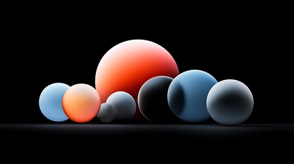 Colorful spheres, dark background, abstract design, website banner