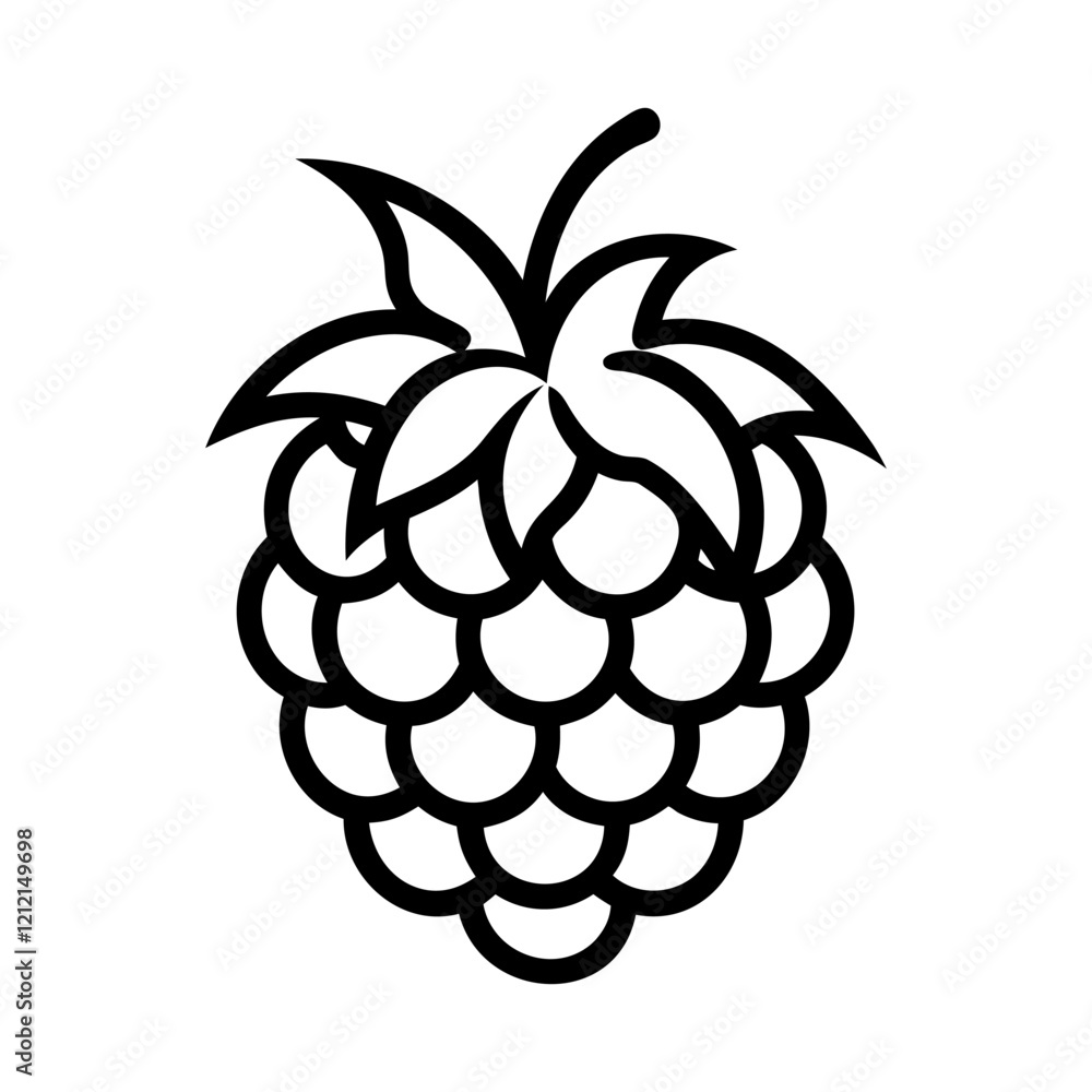 Poster raspberry icon. minimalist line drawing of a ripe raspberry. vector illustration
