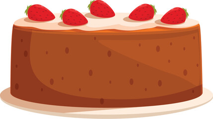 Freshly baked strawberry cake resting on a plate, showcasing the art of pastry making