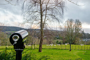 The black telescope is turned towards the deer park