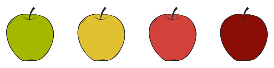 Apple icon. Set of simple multi-colored apples icons. Isolated apple symbol. Vector illustration
