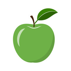 Apple icon. Simple green apple on white background. Isolated apple symbol. Vector illustration