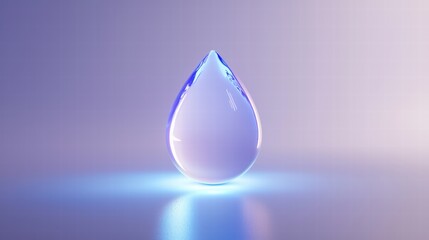 Fototapeta premium Symbolic blue droplet icon on soft gradient background