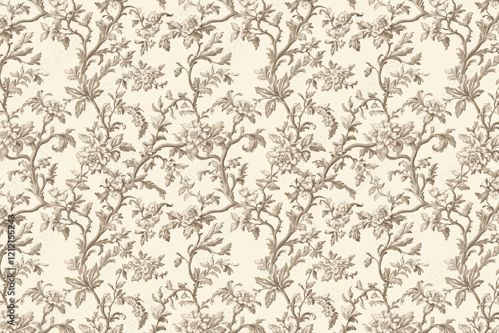Poster floral toile tapestry pattern. vintage botanical wallpaper pattern. background image. created with g