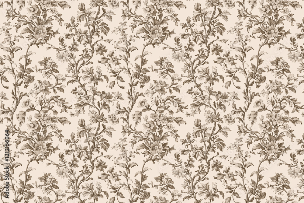 Poster floral toile tapestry pattern. vintage botanical wallpaper pattern. background image. created with g