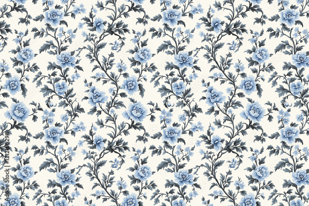 Poster floral toile tapestry pattern. vintage botanical wallpaper pattern. background image. created with g