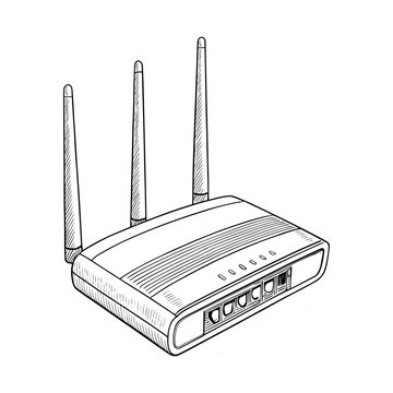 black and white router with three antennas clip art preview