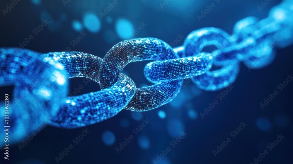 Poster digital governance model incorporating blockchain technology for transparency and trust.