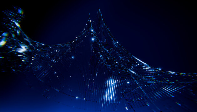 Futuristic 3D Render of Abstract Binary Code Wave