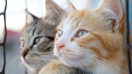 Heartwarming Moment of Cats Bonding at Animal Shelter with Caring Volunteers Observing Their Connection