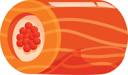 Sushi roll with caviar filling, representing japanese cuisine and healthy eating habits